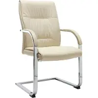 vidaXL Silla de oficina giratoria, color crema, tapizada en cuero sintético - Silla de oficina - Sillas de oficina - Silla - Sillas