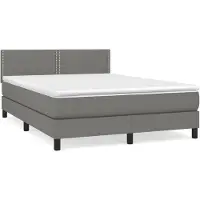 Syfax Cama box spring con colchón tela gris oscuro 140x200 cm
