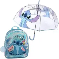 Cerda Stitch Mochila Infantil De Fantasía Y Paraguas Transparente Resistente Al Viento Con Apertura Manual Y Alta Resistencia Al Viento Stitch
