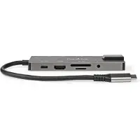 Nedis Adaptador Usb Multipuerto 10 En 1 Ccbw64775at02 Usb 3.2 Gen 1 Usb-c M-rj45 F/hdmi/sd/2x Usb-c/f/3x Usb-a F 5gbps Chapado Oro 3.5mm 0.2 M