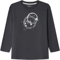 Pepe Jeans para niño. PB5000017 Camiseta Landree gris (6Años= 104cm), Casual, Algodón, Manga larga, moda infantil, outlet 2026.