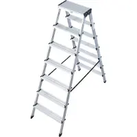 Krause : Escalera de aluminio doble, con dos tramos de 2 a 8 peldaños. Número de peldaños: 2 x 7 peldaños