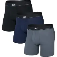 Saxx - Essential Cotton Boxer Brief Fly 3-Pack - Ropa interior de diario size XXL, azul/negro