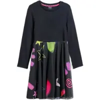 Desigual , Vestido combinado estrellas, Algodon, Negro, 9/10