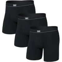 Saxx - Essential Cotton Boxer Brief Fly 3-Pack - Ropa interior de diario size L, negro
