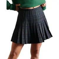 Superdry para mujer. W7210208A Minifalda plisada a cuadros negro (M), Casual, Poliéster, outlet 2026.