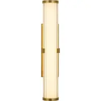 Searchlight Aplique de pared LED, acero dorado/blanco, cristal, IP44