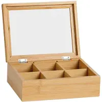 Andrea house Caja para infusiones de bambú, 21x16x7,5 cm, modelo CC73015, marca Andrea House