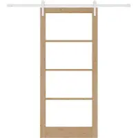 vidaXL Puerta corredera ORKDAL, color natural, 93 x 211 cm, madera maciza de pino y cristal
