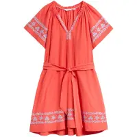 White Stuff Anna Cotton Embroidered Dress Orange Multi Talla: 18 | Vestidos Midi Outlet | Mujer | Naranja