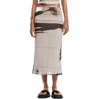 Desigual , Falda recta tul, Poliester, Blanco, XL