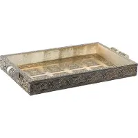 Home Decor Bandeja De Madera Metal 36x22x4 Cm
