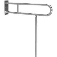 Bemeta Soporte abatible HELP en forma de U, de 813 mm, acero inoxidable pulido, con refuerzo