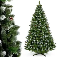 Kadax Árbol de Navidad artificial con escarcha y piñas, 220 cm, árbol de abeto verde con 521 ramas