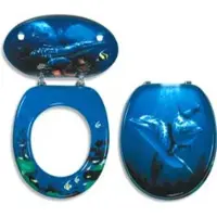 Novaservis Prestige: Asiento de inodoro, MDF, con decoración azul, modelo WC/DELFIN