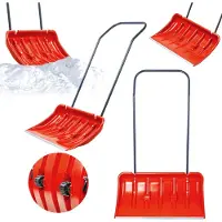 Kadax Palanas para nieve "Cances", palas anchas con ruedas, pala con mango de metal, color rojo