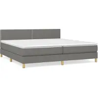 Syfax Cama box spring con colchón tela gris oscuro 200x200 cm