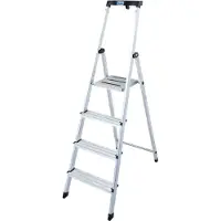Krause Escalera de pie 126320, escalera de aluminio para trabajos en altura, con 4 escalones