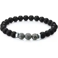 True Rebels Pulsera gris / negro / plata