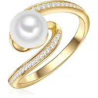 Valero Pearls Anillo dorado / plata / blanco perla