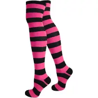 Normani Calcetines sobre la rodilla rosa / negro
