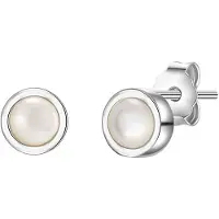 Glanzstücke Pendientes plata / blanco perla