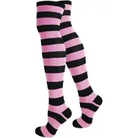 Normani Calcetines sobre la rodilla rosa / negro