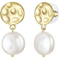Yokoamii Pendientes dorado / blanco perla