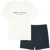 Marc O'Polo Pijama largo azul / blanco