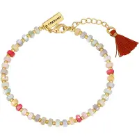 Yokoamii Pulsera azul claro / oro / rojo / blanco perla