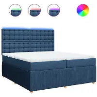 vidaXL Cama con somier y colchón, color azul, 200x200 cm, tapizada en tela