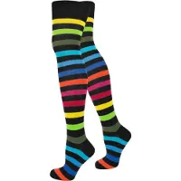 Normani Calcetines sobre la rodilla 'Regenbogen' azul claro / amarillo / rojo / negro