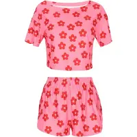 NALLY Pijama de pantalón corto rosa / rojo
