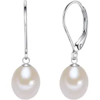 Lulu & Jane Pendientes plata / blanco perla
