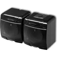 Karlik Elektrotechnik Enchufe doble hermético con toma de tierra, marca Karlik, modelo Junior 12GHE-2D (con válvula antirretorno de humo), 2 enchufes (2P+T), sin tapas, color negro