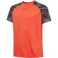 Hummel Camiseta funcional gris / naranja neón / negro