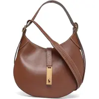 Ralph Lauren para mujer. 428944017009 Bolso de hombro Polo ID pequeño de piel marrón (OSFA), Casual, outlet 2026.