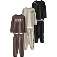 Next Pijama marrón / negro / blanco lana