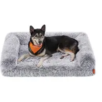 Feandrea Cama para perros de espuma con diseño ondulado, color gris degradado, 106 x 80 x 23 cm, lavable
