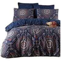 L'essentiel Maison L'Essentiel, Juego de sábanas para cama, Varak, Azul oscuro, Tamaño King (FR), 65% algodón / 35% poliéster, Azul oscuro, 240 x 220 cm