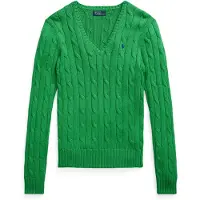Ralph Lauren para mujer. 211971870007 Jersey de algodón en punto de ochos verde (L), Casual, Manga larga, outlet 2026