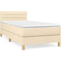 Syfax Cama box spring con colchón tela color crema 90x190 cm