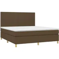 Syfax Cama box spring con colchón tela marrón oscuro 180x200 cm