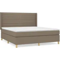 vidaXL Cama con somier y colchón , color taupe, 160x200 cm, tapizada en tela