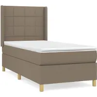 Syfax Cama box spring con colchón tela gris taupe 90x190 cm