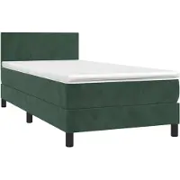 Syfax Cama box spring con colchón terciopelo verde oscuro 90x200 cm
