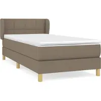 Syfax Cama box spring con colchón tela gris taupe 90x200 cm