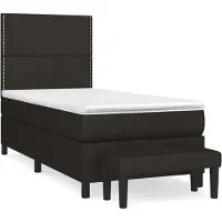 Syfax Cama box spring con colchón tela negro 90x190 cm