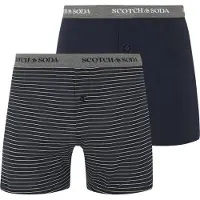 Scotch & Soda 2pk Mens Cotton Modal Knit Boxer Brief Underwear Navy Talla: L | Bóxeres Outlet | Hombre | Azul