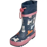 Playshoes Botas de lluvia 'Katzen' marino / naranja / eosin / offwhite